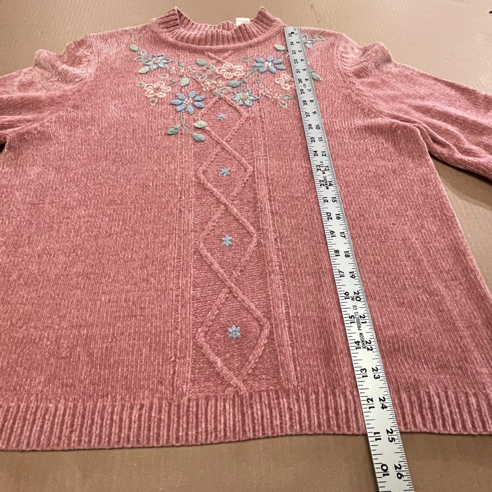 Alfred Dunner Women's XLarge Beaded Embroidered Floral Chenille Mock Sweater - Picture 9 of 14